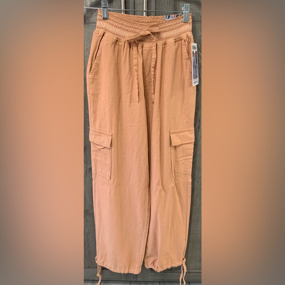 New Rewash Brand Smocked Parachute Burnt Rust Cargo Pant Women's Size Small